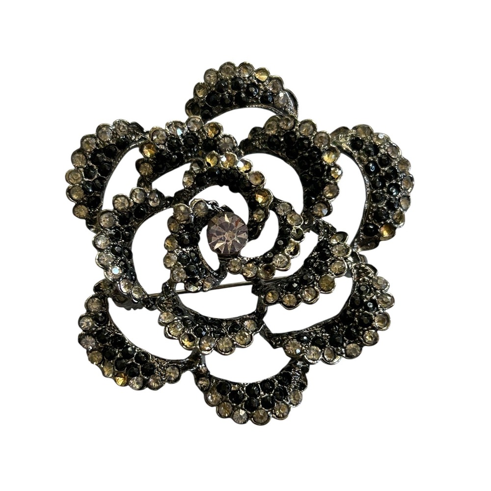 Rhinestone Flower Brooch Pin Statement Jewelry Elegant Party